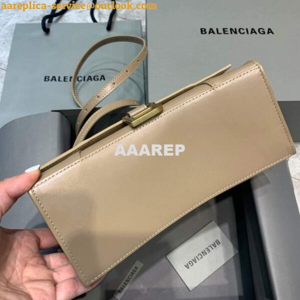 Replica Balenciaga 593546 Hourglass Small Top Handle Calfskin Bag Apricot 6