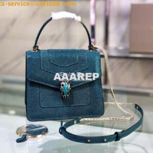 Replica Bvlgari Serpenti Forever Tote Bag in Deep Jade Metallic Karung