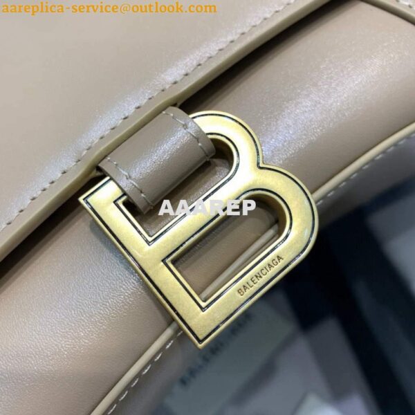 Replica Balenciaga 593546 Hourglass Small Top Handle Calfskin Bag Apricot 7