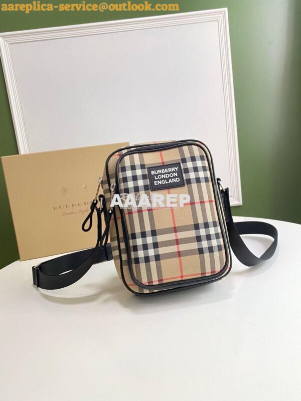 Replica Burberry Vintage Check and Leather Crossbody Bag 80233811