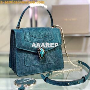 Replica Bvlgari Serpenti Forever Tote Bag in Deep Jade Metallic Karung 2