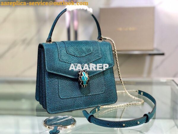 Replica Bvlgari Serpenti Forever Tote Bag in Deep Jade Metallic Karung 4