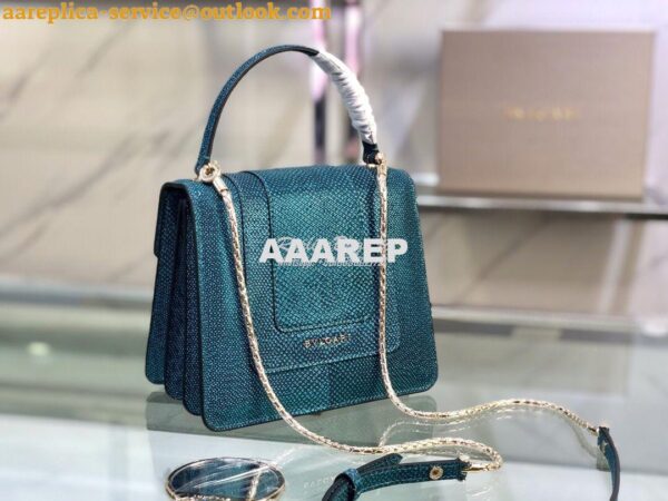 Replica Bvlgari Serpenti Forever Tote Bag in Deep Jade Metallic Karung 7