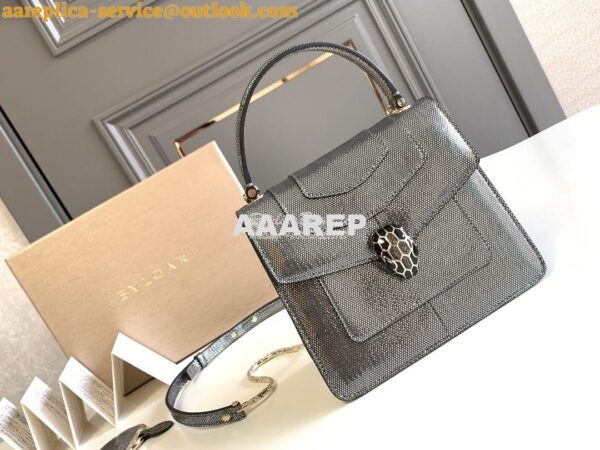 Replica Bvlgari Serpenti Forever Tote Bag in Onyx Metallic Karung Snak 3