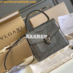 Replica Bvlgari Serpenti Forever Tote Bag in Onyx Metallic Karung Snak 2