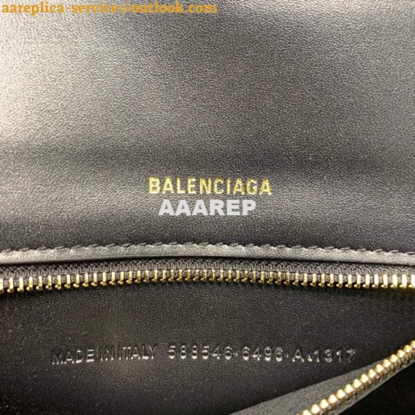 Replica Balenciaga 593546 Hourglass Small Top Handle Calfskin Bag Black Gold 10