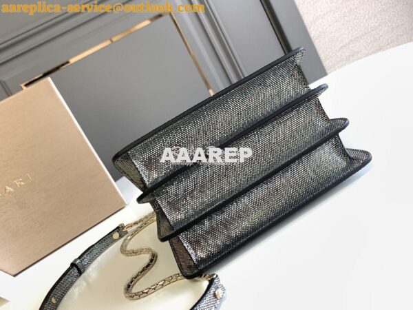 Replica Bvlgari Serpenti Forever Tote Bag in Onyx Metallic Karung Snak 11