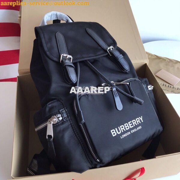 Replica Burberry The Medium Rucksack in Logo Print Nylon 80116201 Blac 5