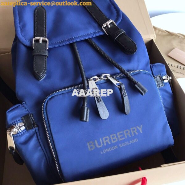 Replica Burberry The Medium Rucksack in Logo Print Nylon 80116201 Blue 6