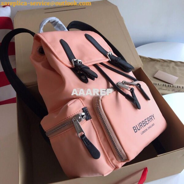 Replica Burberry The Medium Rucksack in Logo Print Nylon 80116201 Rose 5