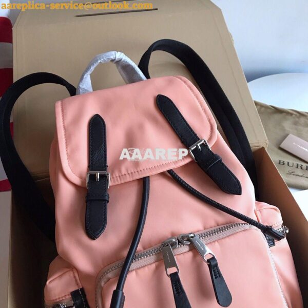 Replica Burberry The Medium Rucksack in Logo Print Nylon 80116201 Rose 7