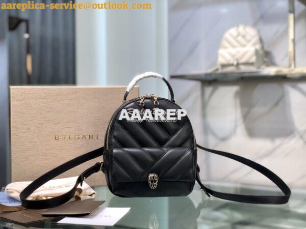 Replica Bvlgari Serpenti Serpenti Cabochon Backpack 288735 Black 3