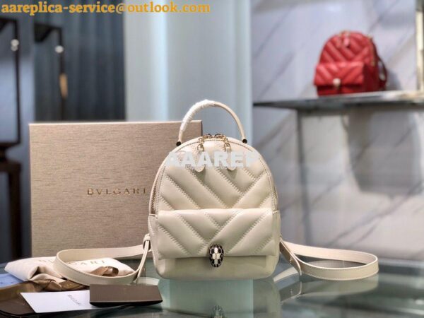 Replica Bvlgari Serpenti Serpenti Cabochon Backpack 288735 White 3