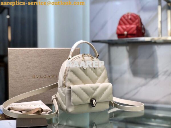 Replica Bvlgari Serpenti Serpenti Cabochon Backpack 288735 White 4