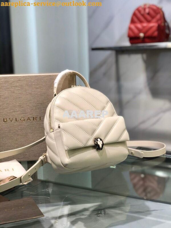 Replica Bvlgari Serpenti Serpenti Cabochon Backpack 288735 White 6