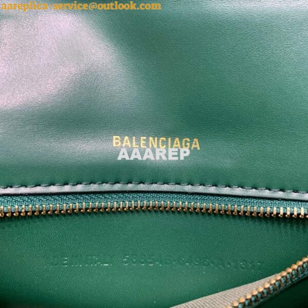 Replica Balenciaga 593546 Hourglass Small Top Handle Crocodile Bag Dark Green Gold 10