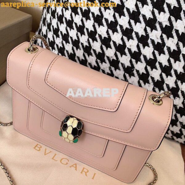 Replica Bvlgari Serpenti Forever Flap Cover Bag 19s Crystal Rose 34559 6