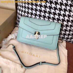 Replica Bvlgari Serpenti Forever Flap Cover Bag 19s Glacier Turquoise