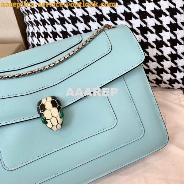 Replica Bvlgari Serpenti Forever Flap Cover Bag 19s Glacier Turquoise 5