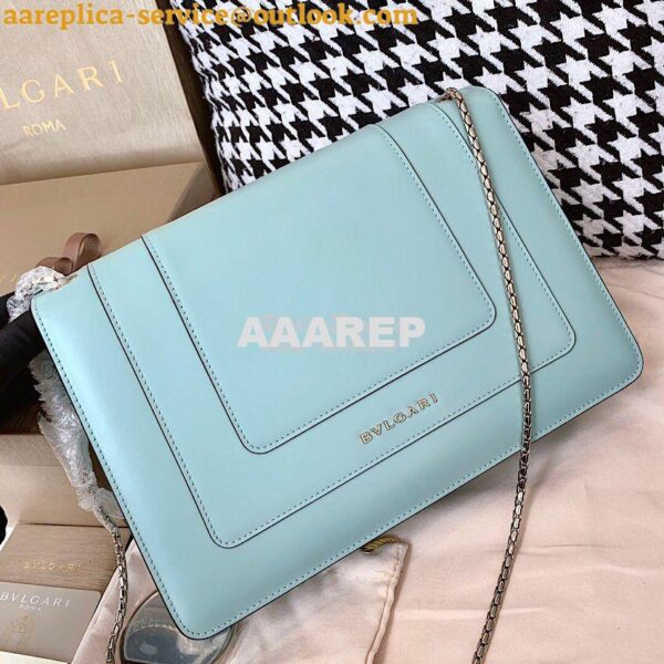 Replica Bvlgari Serpenti Forever Flap Cover Bag 19s Glacier Turquoise 9