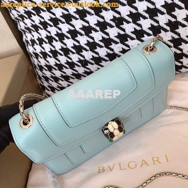 Replica Bvlgari Serpenti Forever Flap Cover Bag 19s Glacier Turquoise 5