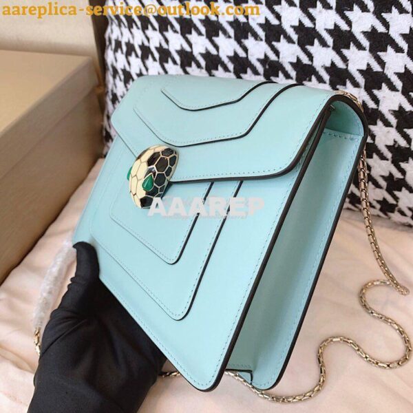 Replica Bvlgari Serpenti Forever Flap Cover Bag 19s Glacier Turquoise 6