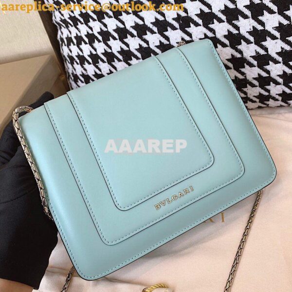 Replica Bvlgari Serpenti Forever Flap Cover Bag 19s Glacier Turquoise 7