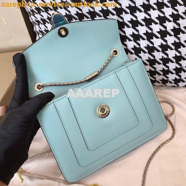 Replica Bvlgari Serpenti Forever Flap Cover Bag 19s Glacier Turquoise 9