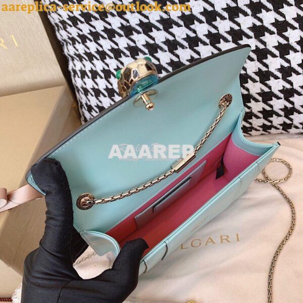 Replica Bvlgari Serpenti Forever Flap Cover Bag 19s Glacier Turquoise 10