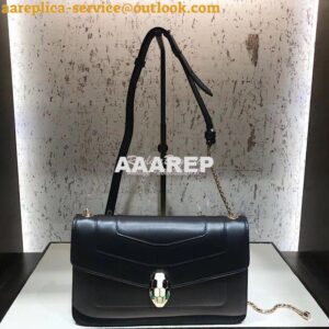 Replica Bvlgari Serpenti Forever Flap Cover Bag 280177 Black