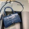 Replica Balenciaga 593546 Hourglass Small Top Handle Crocodile Bag Orange Gold 2