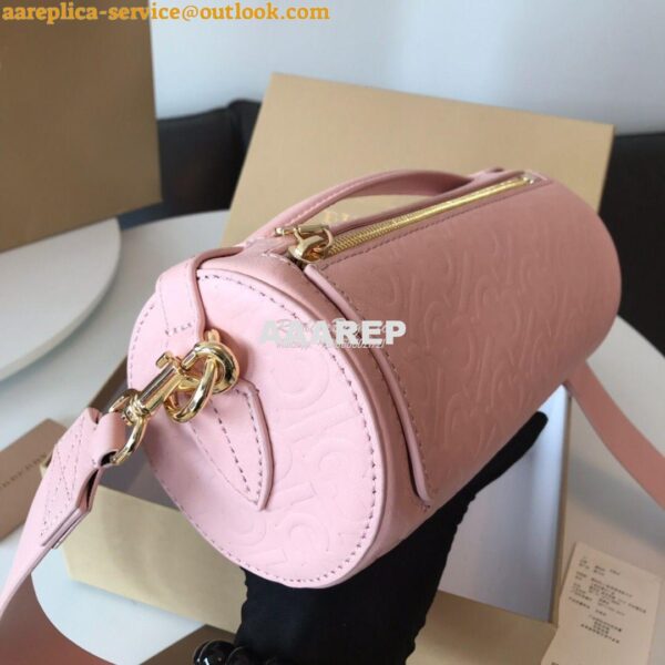 Replica Burberry The Monogram Leather Barrel Bag Rose beige 7