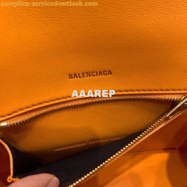 Replica Balenciaga 593546 Hourglass Small Top Handle Crocodile Bag Orange Gold 10