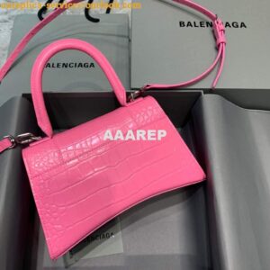 Replica Balenciaga 593546 Hourglass Small Top Handle Crocodile Bag Pink 2