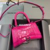 Replica Balenciaga 593546 Hourglass Small Top Handle Crocodile Bag Red 2