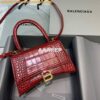 Replica Balenciaga 593546 Hourglass Small Top Handle Crocodile Bag Silver 2