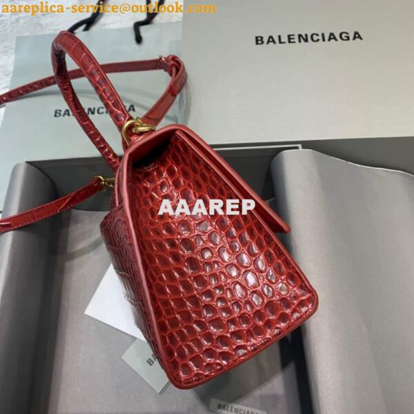 Replica Balenciaga 593546 Hourglass Small Top Handle Crocodile Bag Red 5