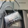 Replica Balenciaga 593546 Hourglass Small Top Handle Crocodile Bag White 2