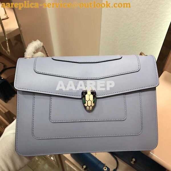 Replica Bvlgari Serpenti Forever Flap Cover Bag 284954 Baby Blue 4