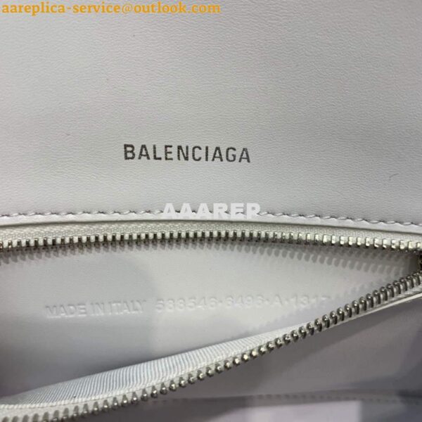 Replica Balenciaga 593546 Hourglass Small Top Handle Crocodile Bag White 10