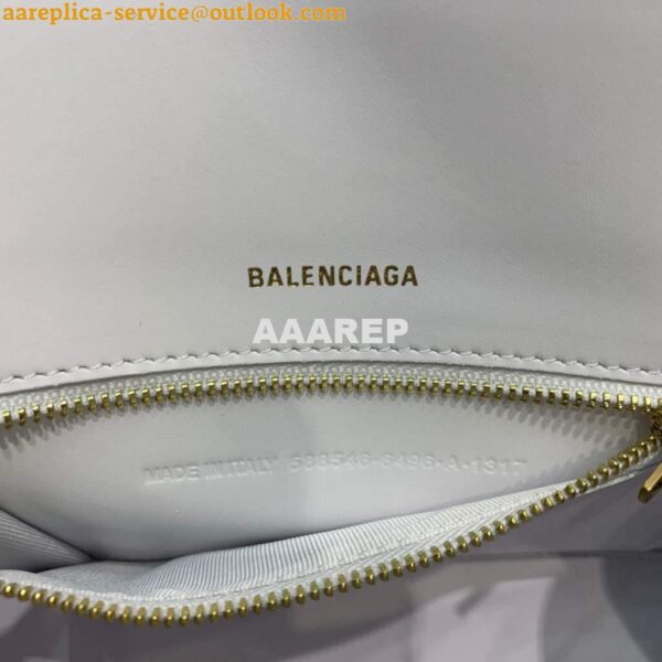 Replica Balenciaga 593546 Hourglass Small Top Handle Crocodile Bag White Gold 9