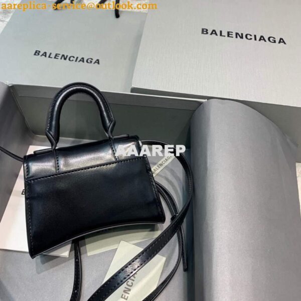 Replica Balenciaga 664676 Hourglass Mini Top Handle Bag Black Gold 4