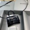 Replica Balenciaga 664676 Hourglass Mini Top Handle Crocodile Bag Blue 2