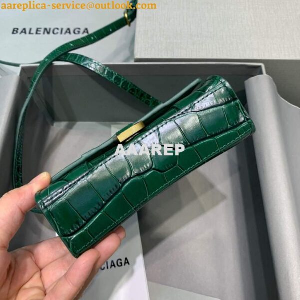 Replica Balenciaga 664676 Hourglass Mini Top Handle Crocodile Bag Green 6