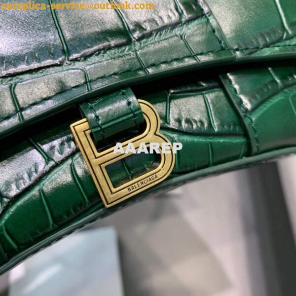 Replica Balenciaga 664676 Hourglass Mini Top Handle Crocodile Bag Green 7