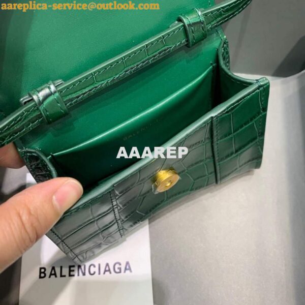 Replica Balenciaga 664676 Hourglass Mini Top Handle Crocodile Bag Green 8