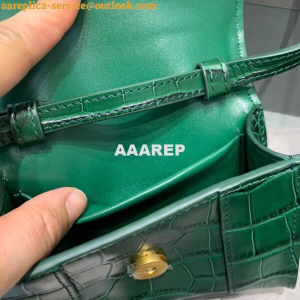 Replica Balenciaga 664676 Hourglass Mini Top Handle Crocodile Bag Green 10