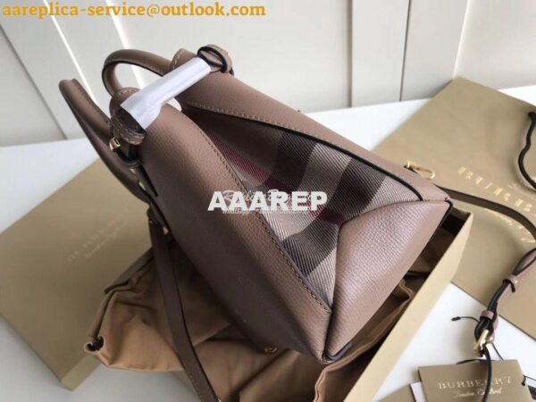 Replica Burberry The Small Banner in Leather and House Check Beige 6