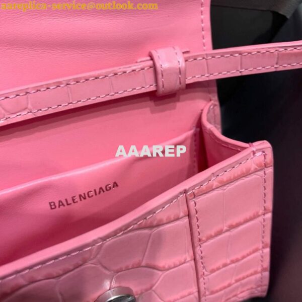 Replica Balenciaga 664676 Hourglass Mini Top Handle Crocodile Bag Pink 9