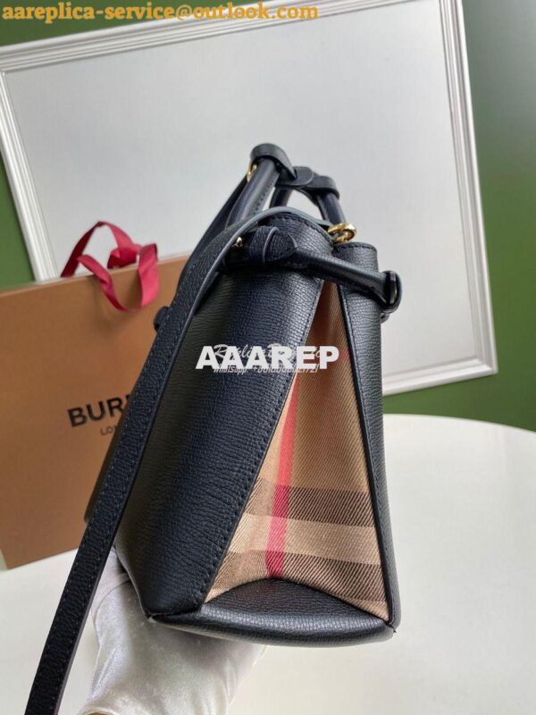 Replica Burberry The Small Banner in Leather and House Check Black 4
